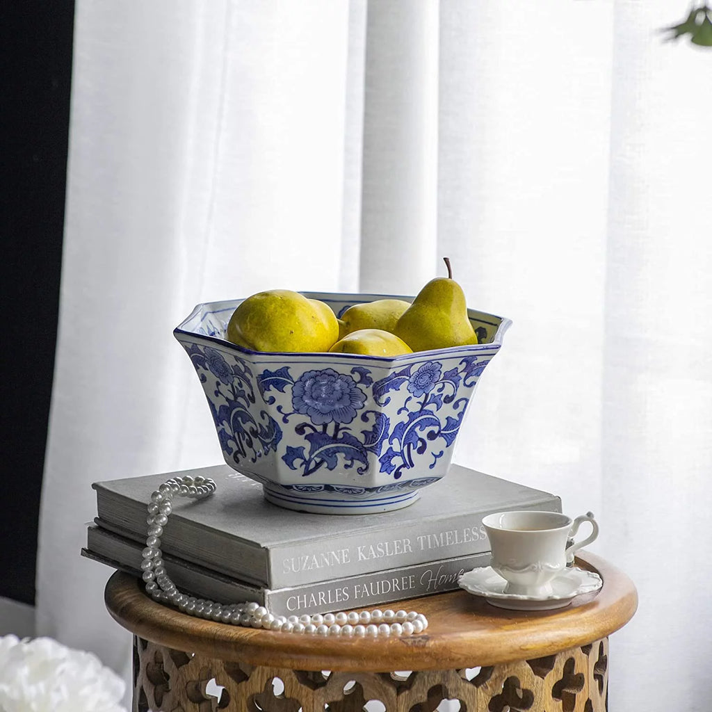 Blue and White Porcelain Bowl, 11" x 11" x 6" E677