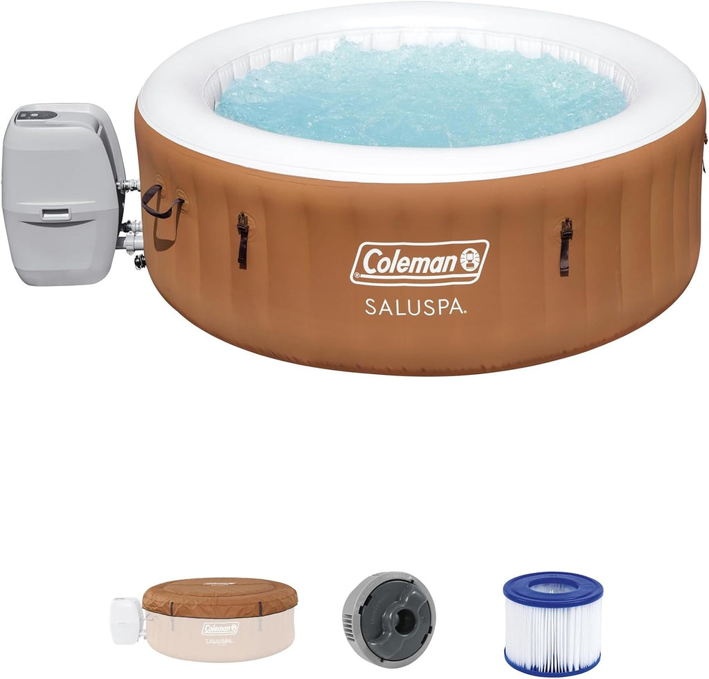 Inflatable Round Hot Tub with Non-Slip Spa Seat and Headrest Pillows E708
