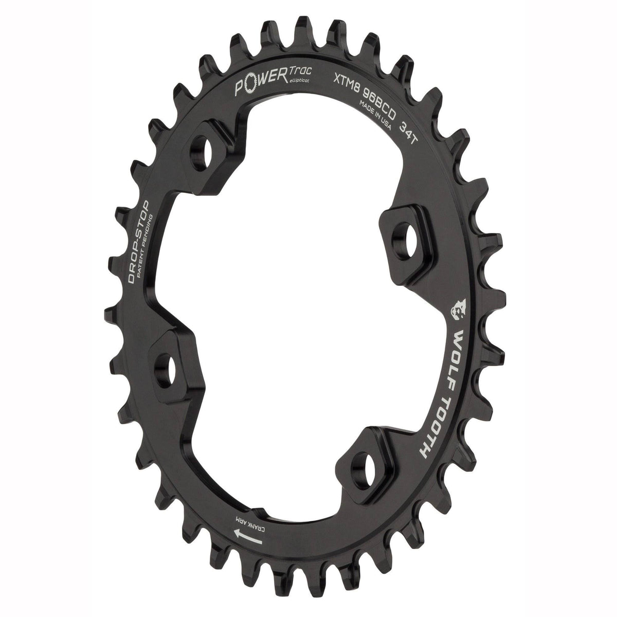 34T x 96 Asymmetrical BCD Black Chainring K318204