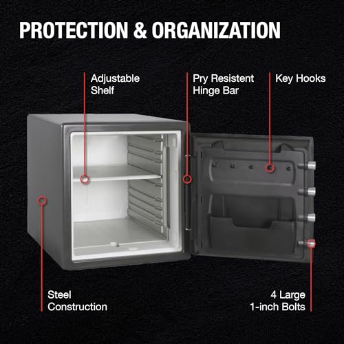 Fireproof Waterproof Steel Home Safe with Dial Combination Lock, Black M8246