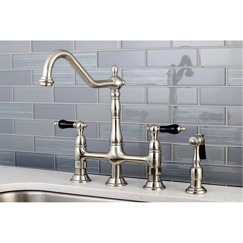 Bridge Kitchen Faucet with Brass Sprayer, Polished Brass B418533