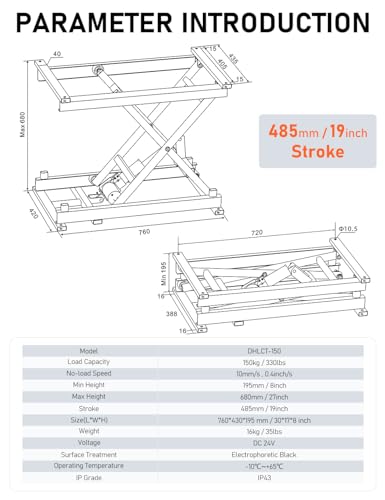 Electric Scissor Lift Table 350Lbs Height Adjustable Electric Lifting Platform I683