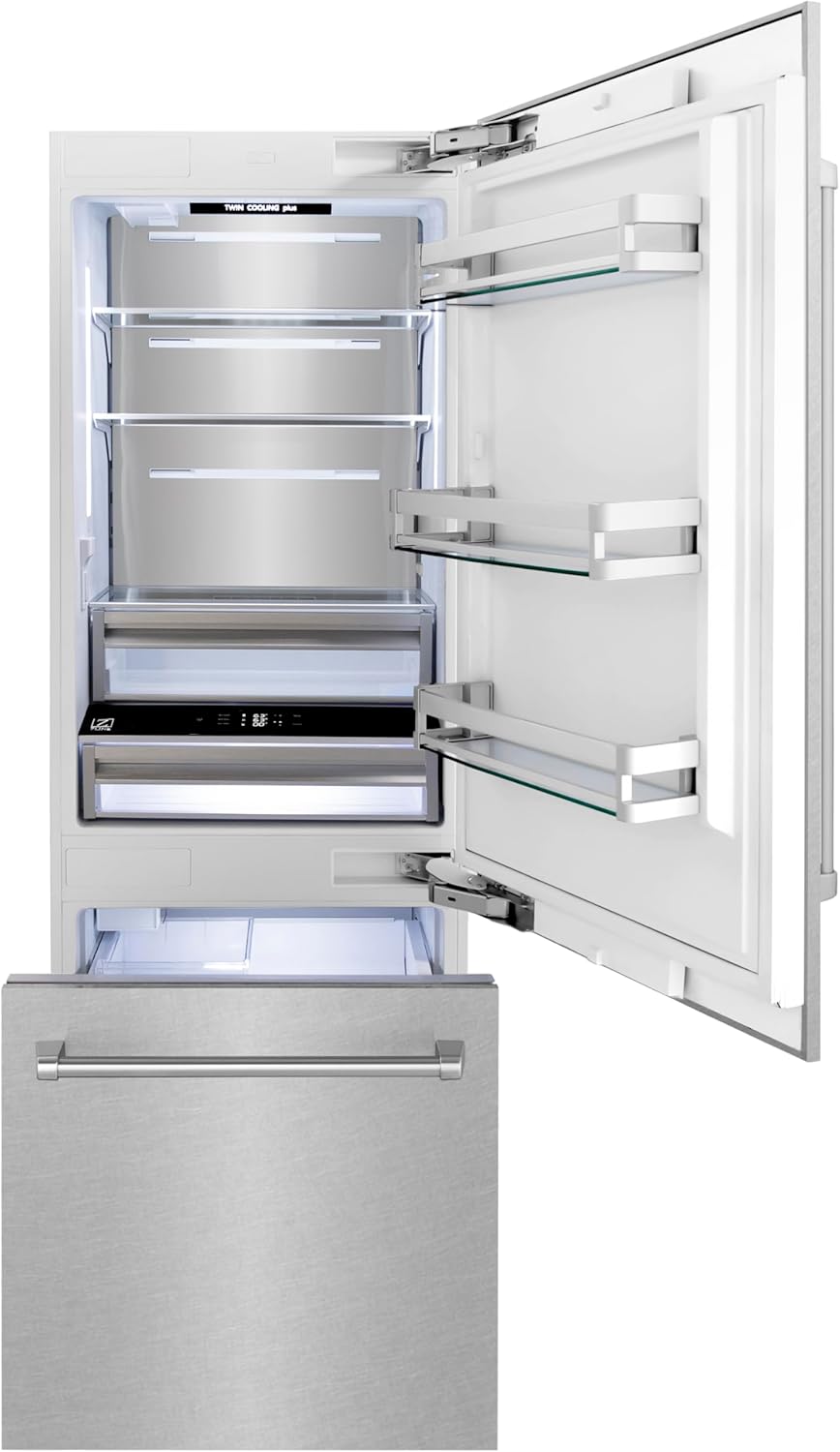 30" 16.1 cu. ft. Built-In 2-Door Bottom Freezer Refrigerator in Fingerprint Resistant Stainless Steel K24782