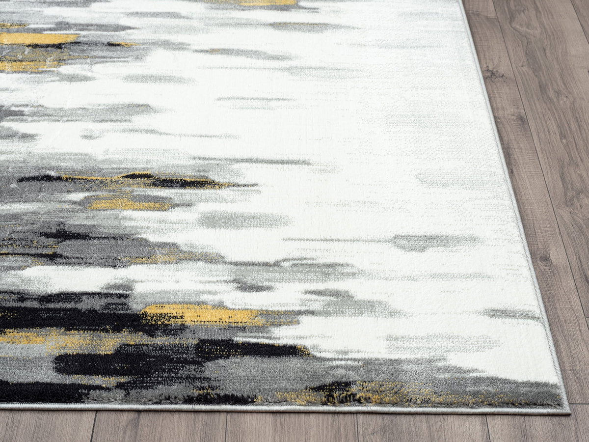 6 x 9 Grey Yellow Area Rug T8393