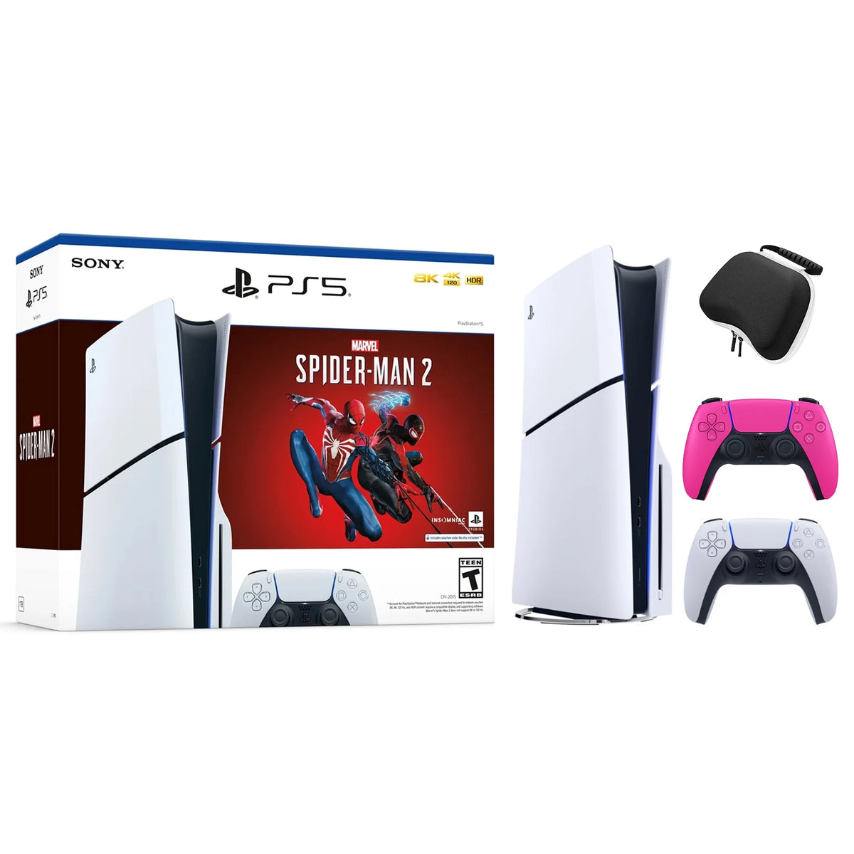 PlayStation 5 Slim Disc Edition with Two Controllers White and Nova Pink Dualsense I5353