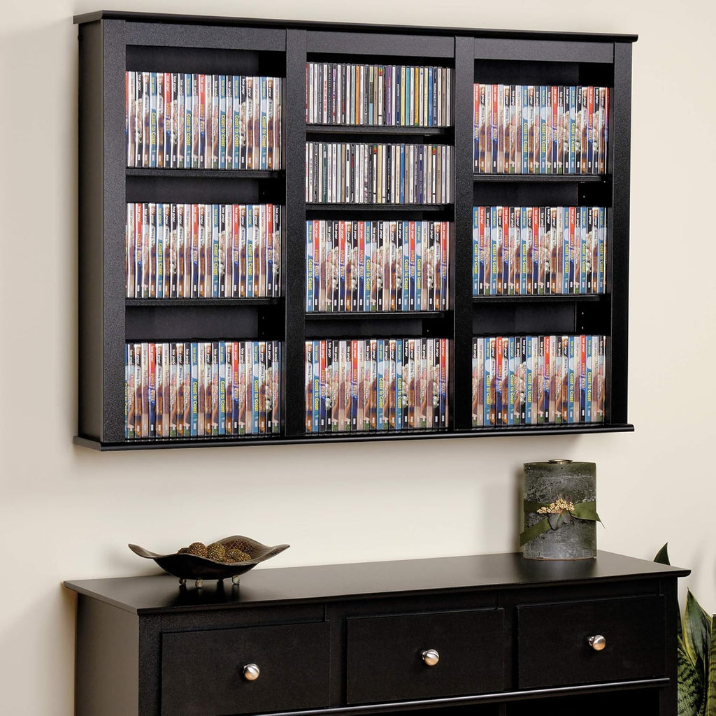 Black Wall Media Storage Rack T130