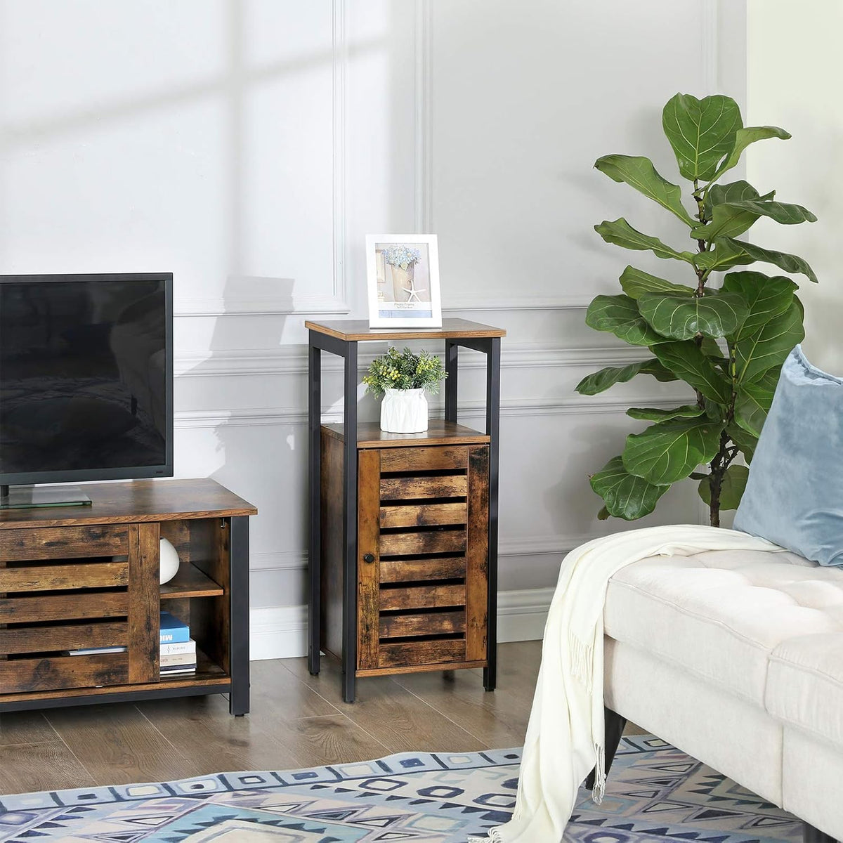 Rustic Brown Standing Storage Cabinet P24758