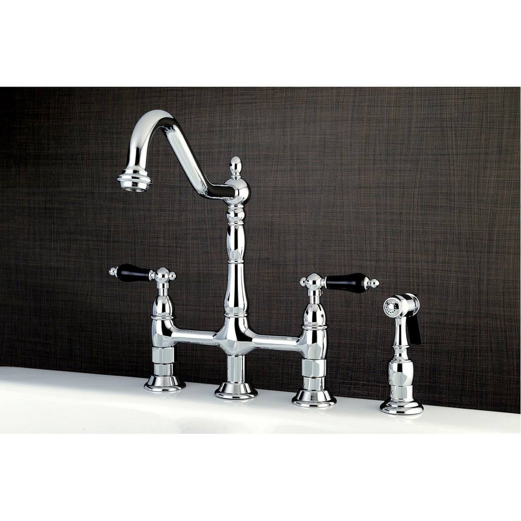 Bridge Kitchen Faucet with Brass Sprayer, Polished Brass B418533