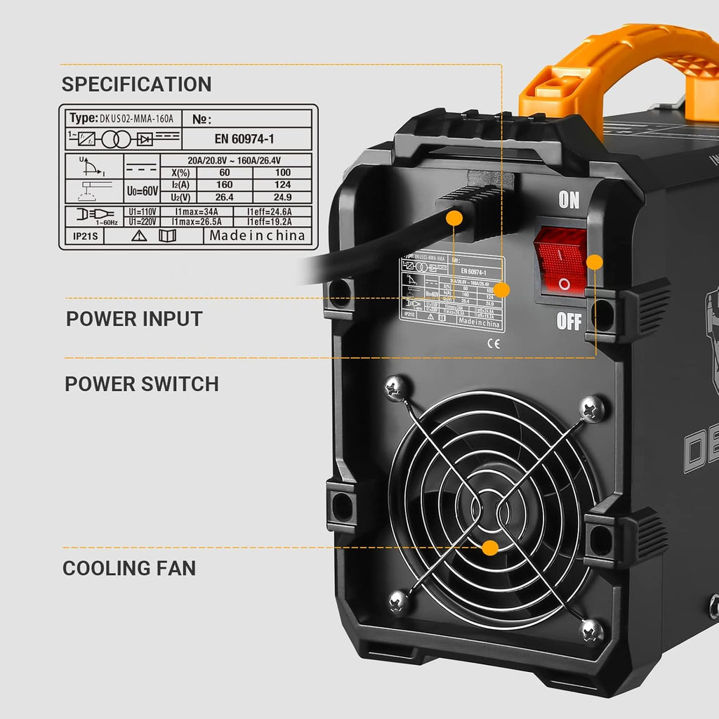 160A Stick ARC Welding Machine with Electrode Holder and Work Clamp K4831