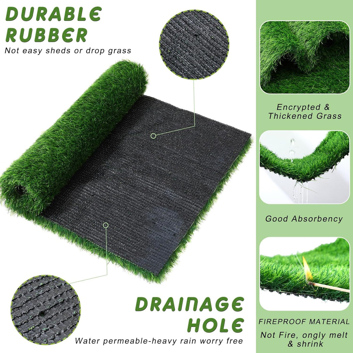 2 Pcs Artificial Grass, 52" x 26" x 1.57" Dog Pee Pads, Large Dog Potty Training Rug with Drainage Holes A4963