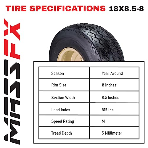 Set of 4 Beige 18x8.5-8 Golf Cart Wheels and Tires Combo K411828