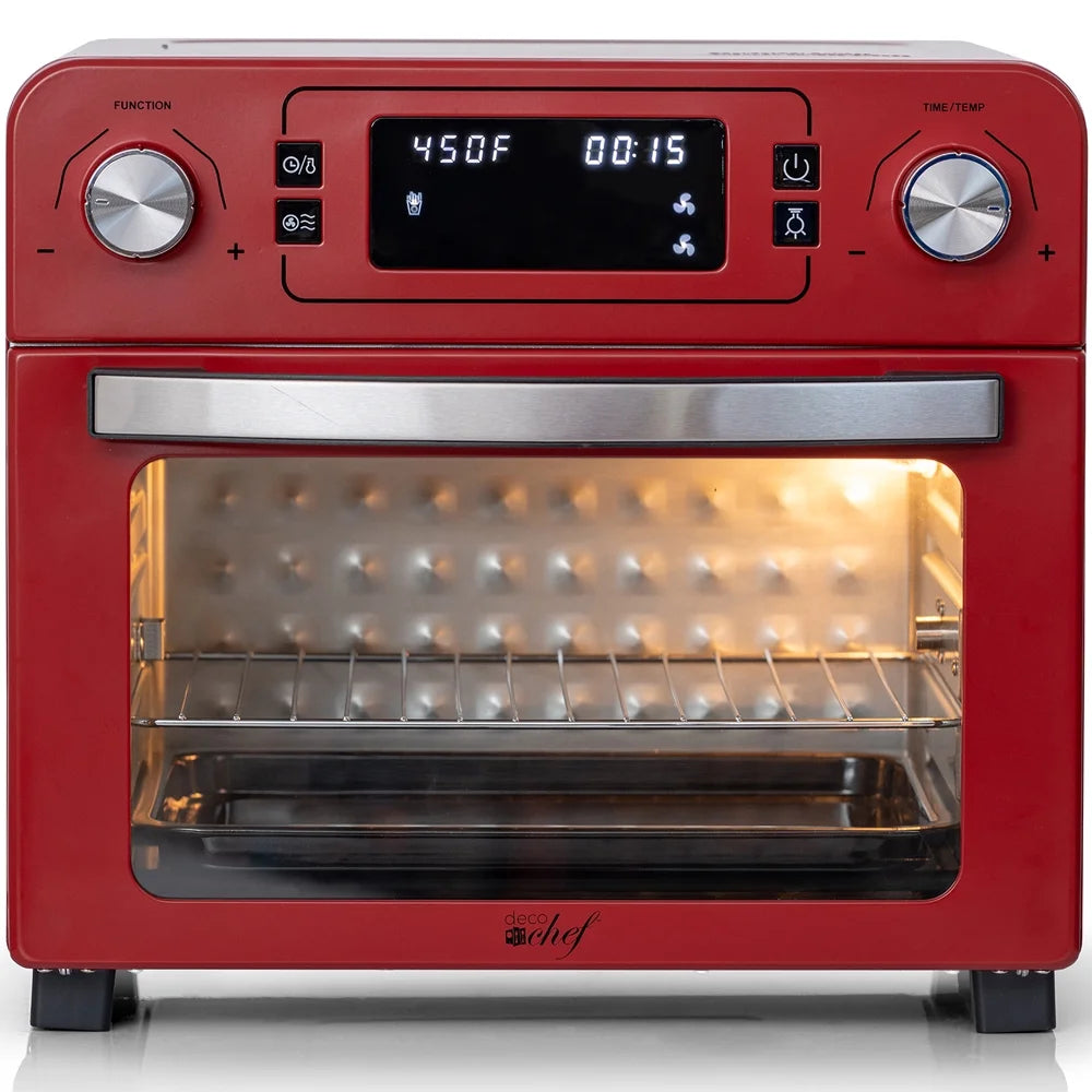 24QT Stainless Steel Countertop Toaster Air Fryer Oven Red S42053