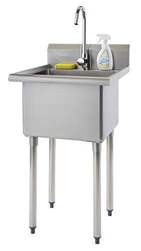 Stainless Steel Single Bowl Utility Sink, 21.5” x 24” x 49.2”, Silver K670