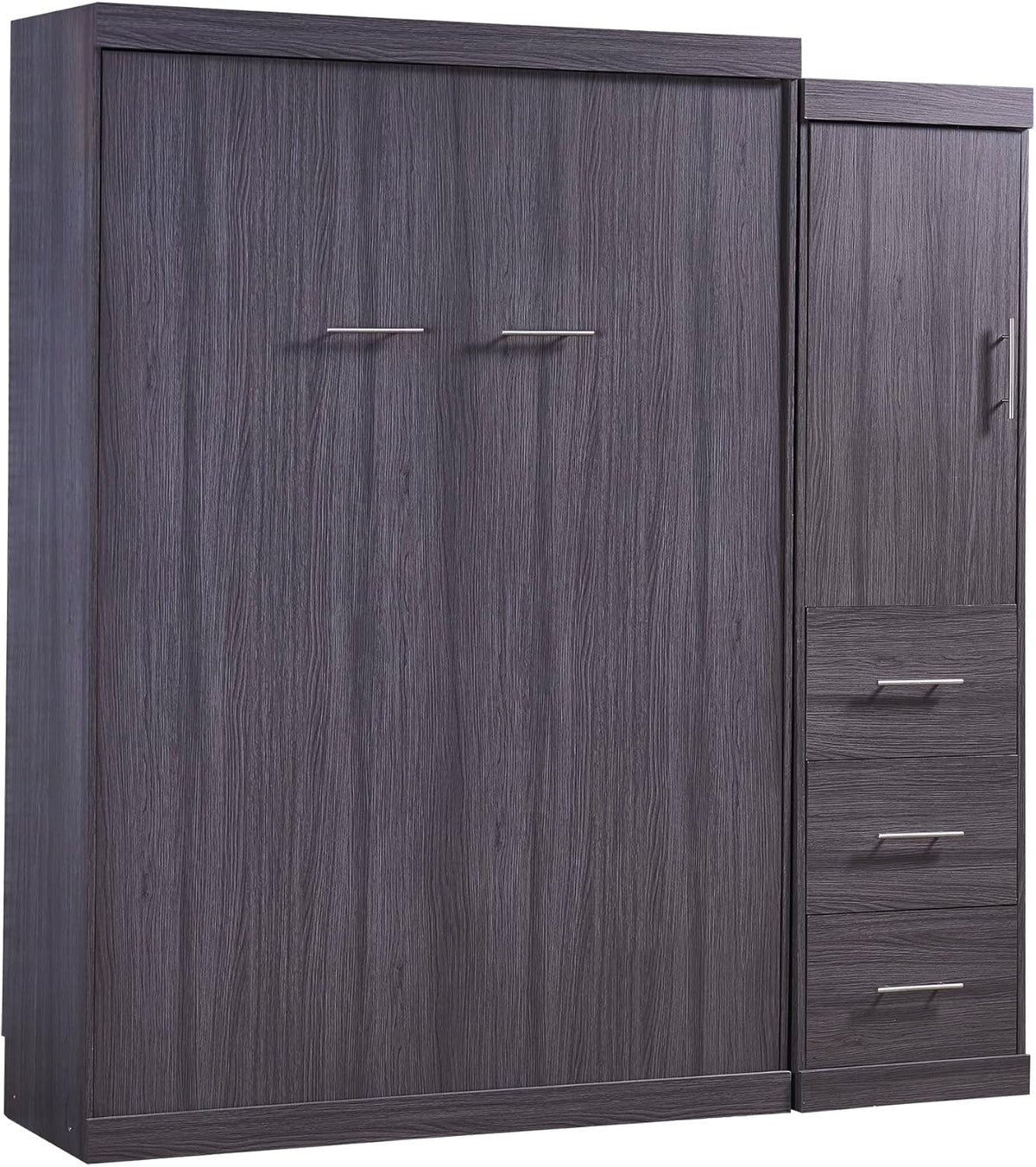 Gray Full Size Murphy Bed with Wardrobe and 3 Drawers P911238