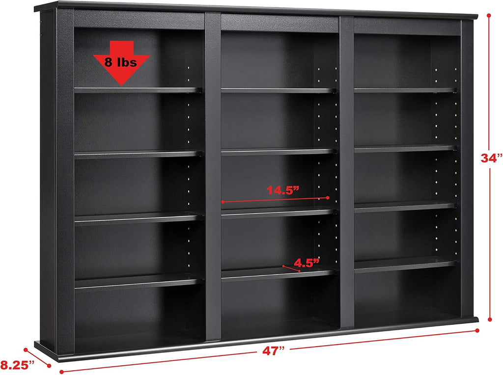 Black Wall Media Storage Rack T130