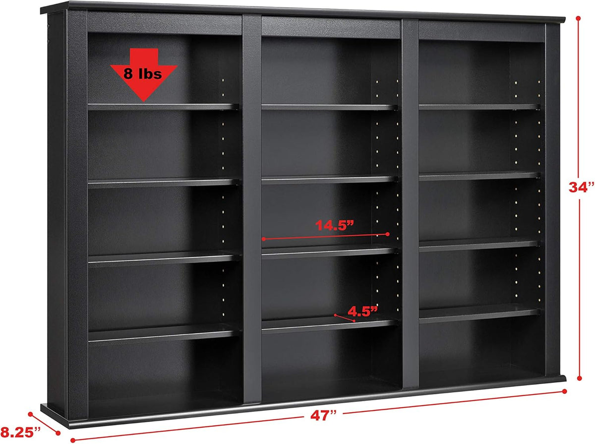 Black Wall Media Storage Rack T130