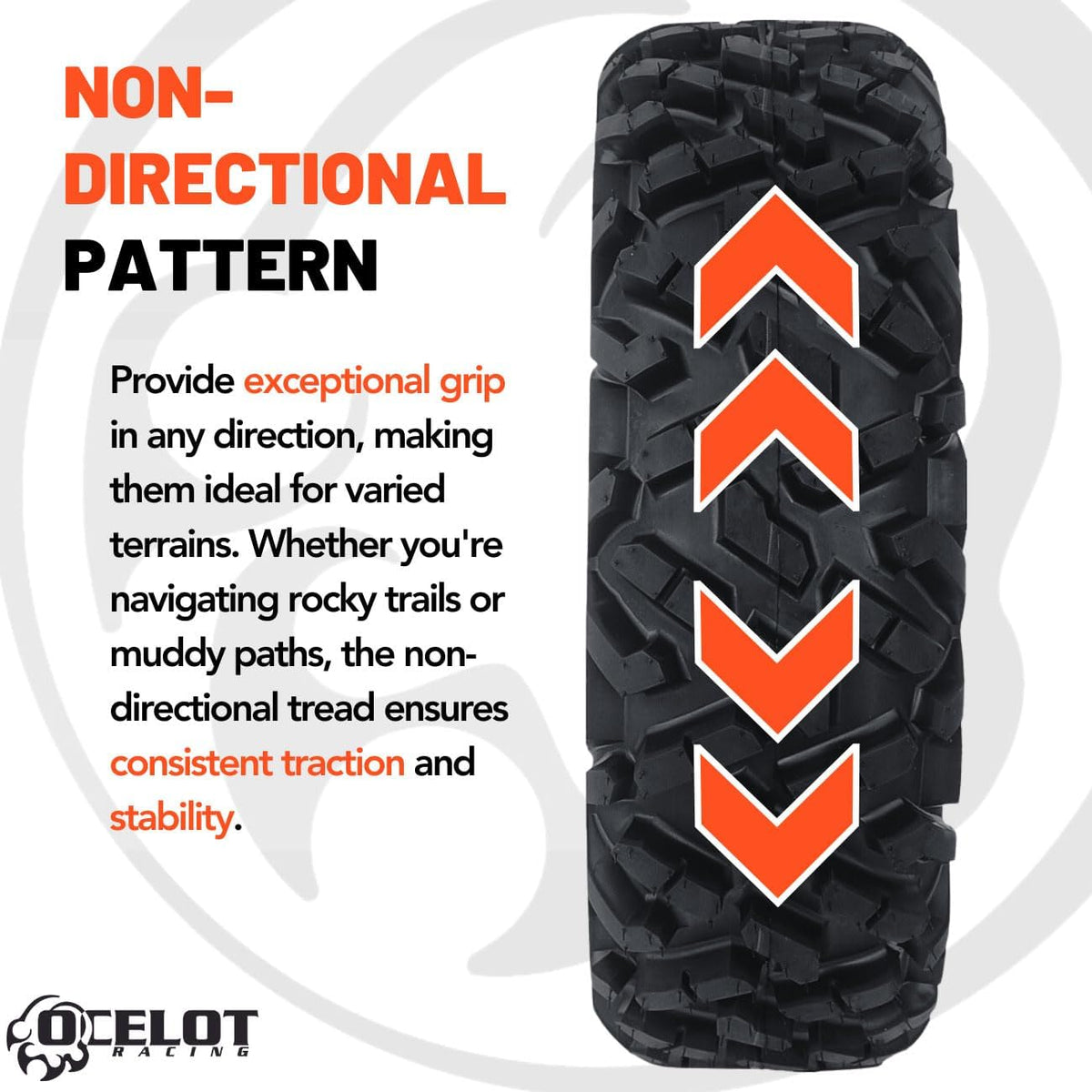 25x8x12 UTV Tires All-Terrain Tire 6-Ply Bias Non-Directional Aggressive Tread A748221