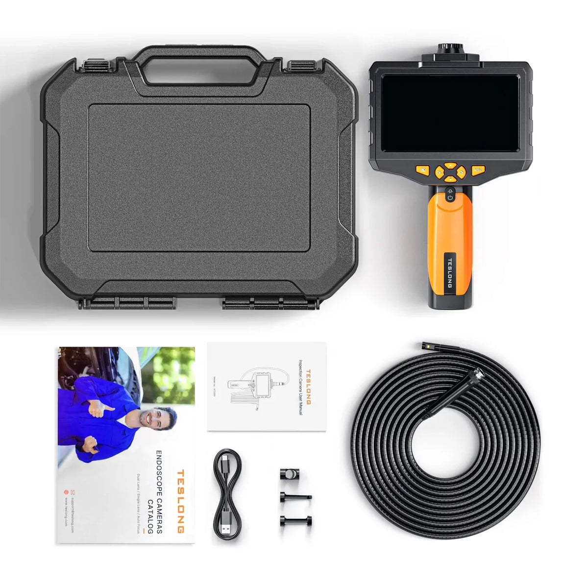 8mm 1080P HD Digital Borescope Inspection Camera with 5 Inch LCD Screen and Semi-Rigid Cable B95456