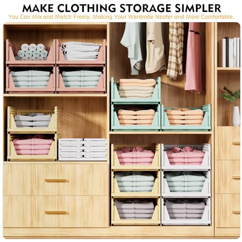 5 Pack Stackable Closet Storage Basket, White S6076