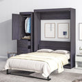 Gray Full Size Murphy Bed with Wardrobe and 3 Drawers P911238
