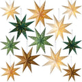 12 Pcs Sage Green 3D Star Lantern with String Light E1959