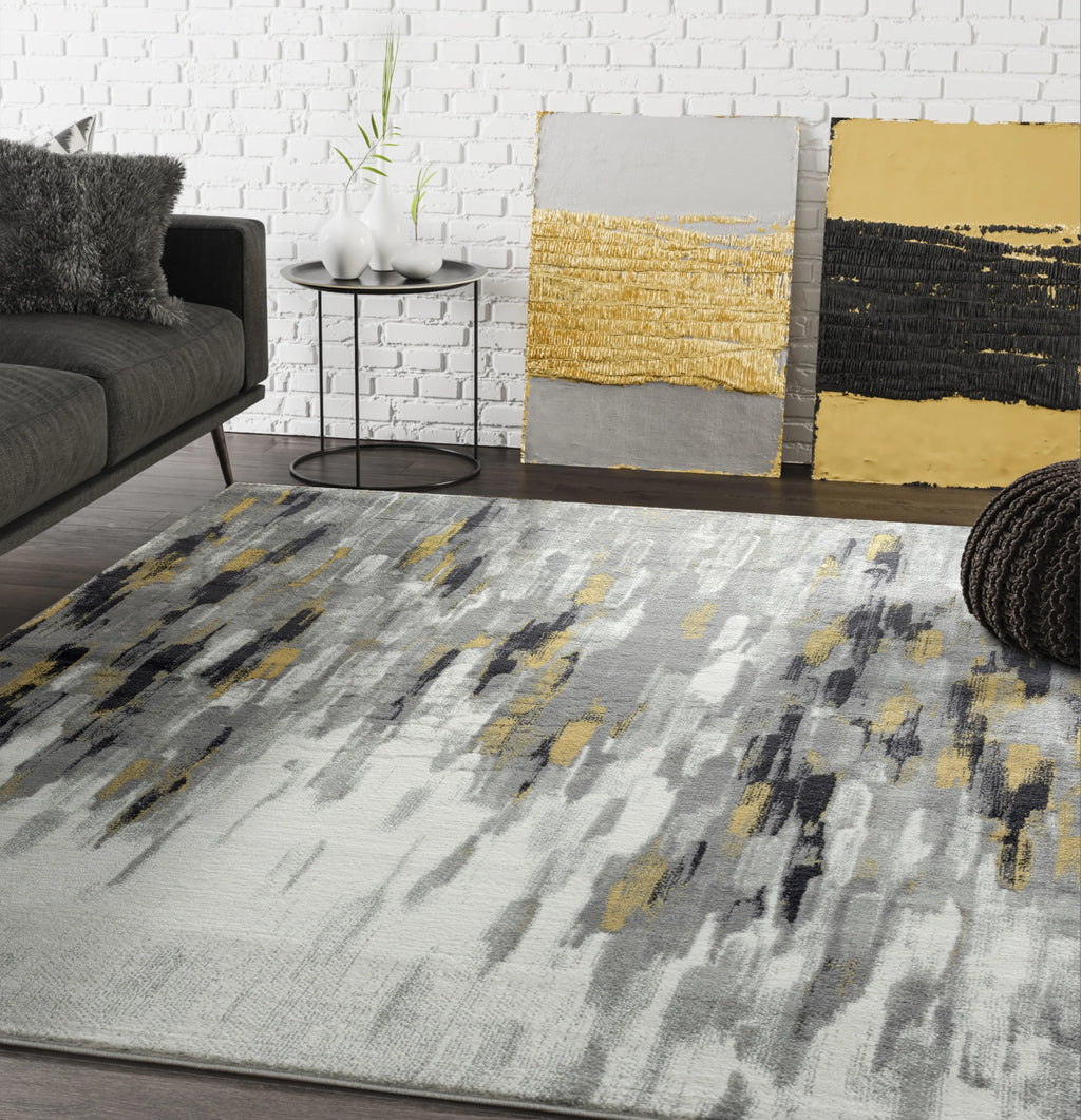 6 x 9 Grey Yellow Area Rug T8393