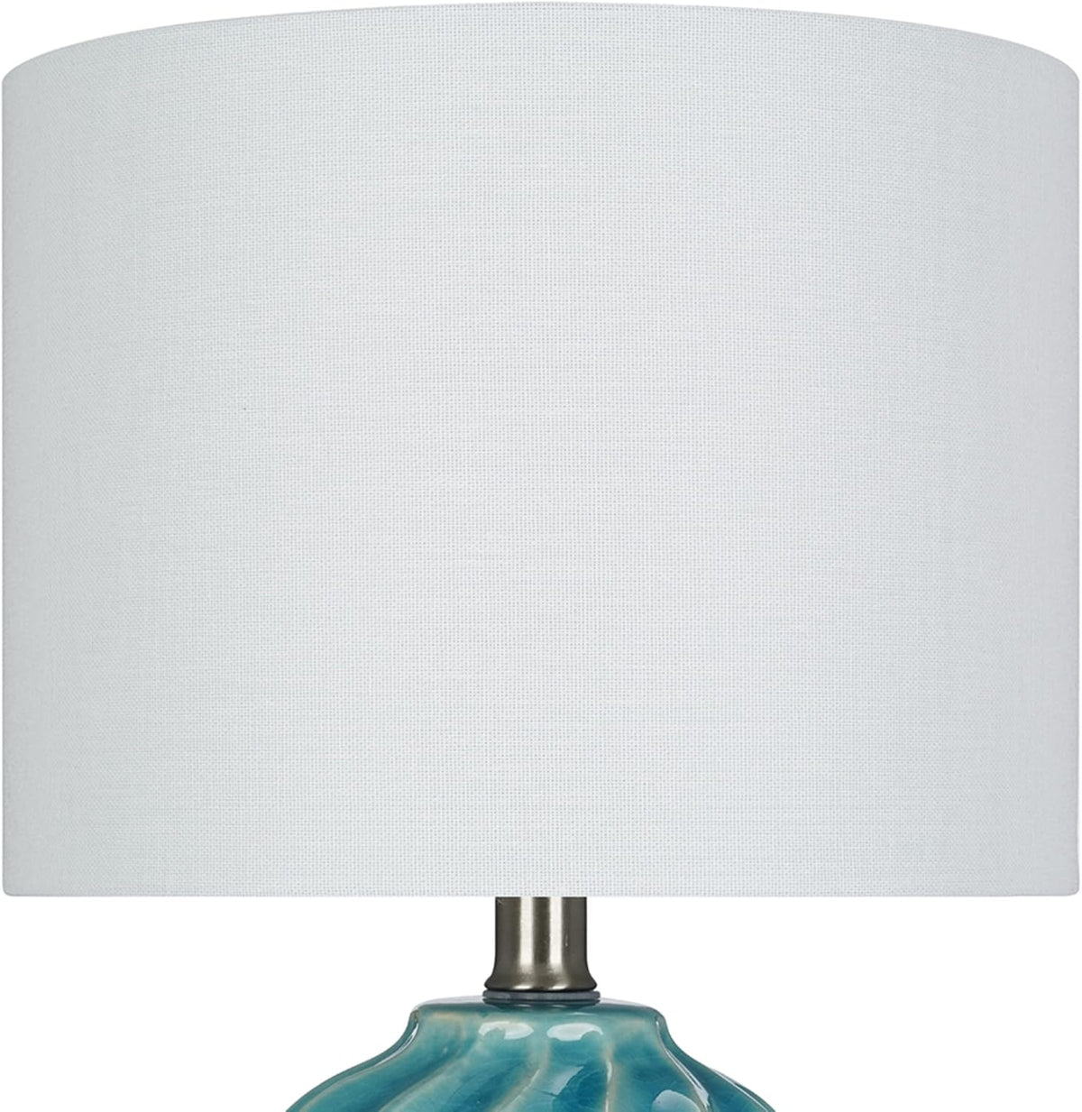 Small Textured Ceramic Accent Table Lamp with Linen Shade E798184