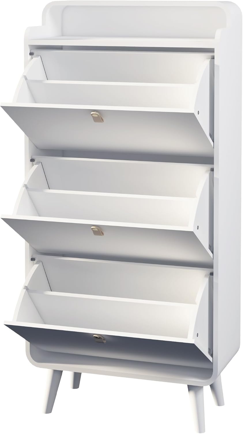 White 3 Drawer Shoe Cabinet G8545