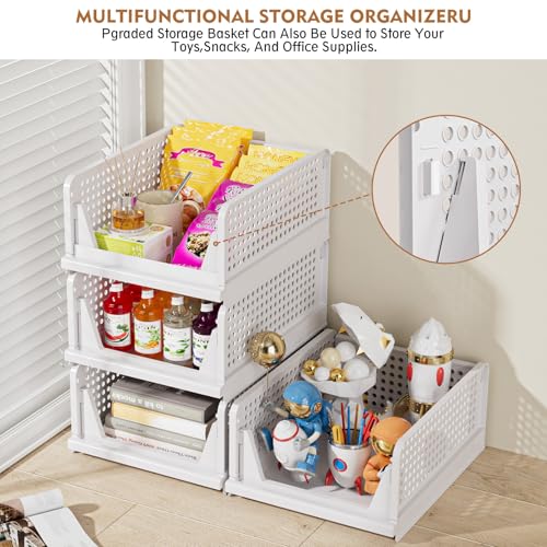 5 Pack Stackable Closet Storage Basket, White S6076