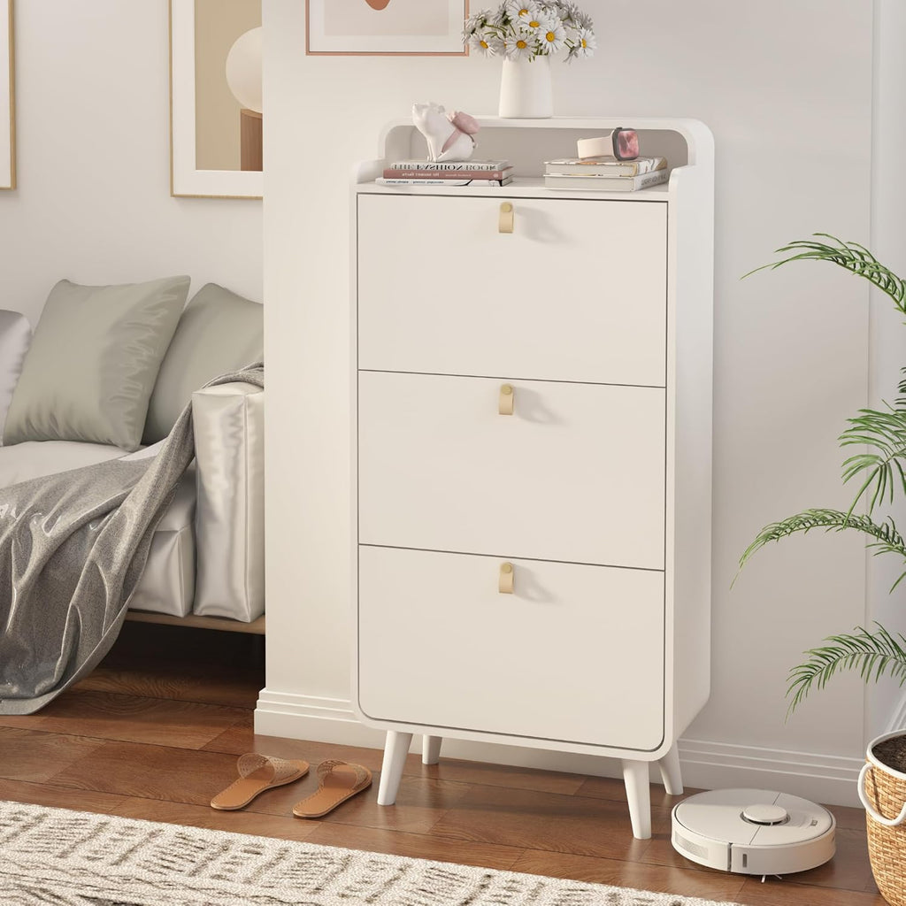 White 3 Drawer Shoe Cabinet G8545
