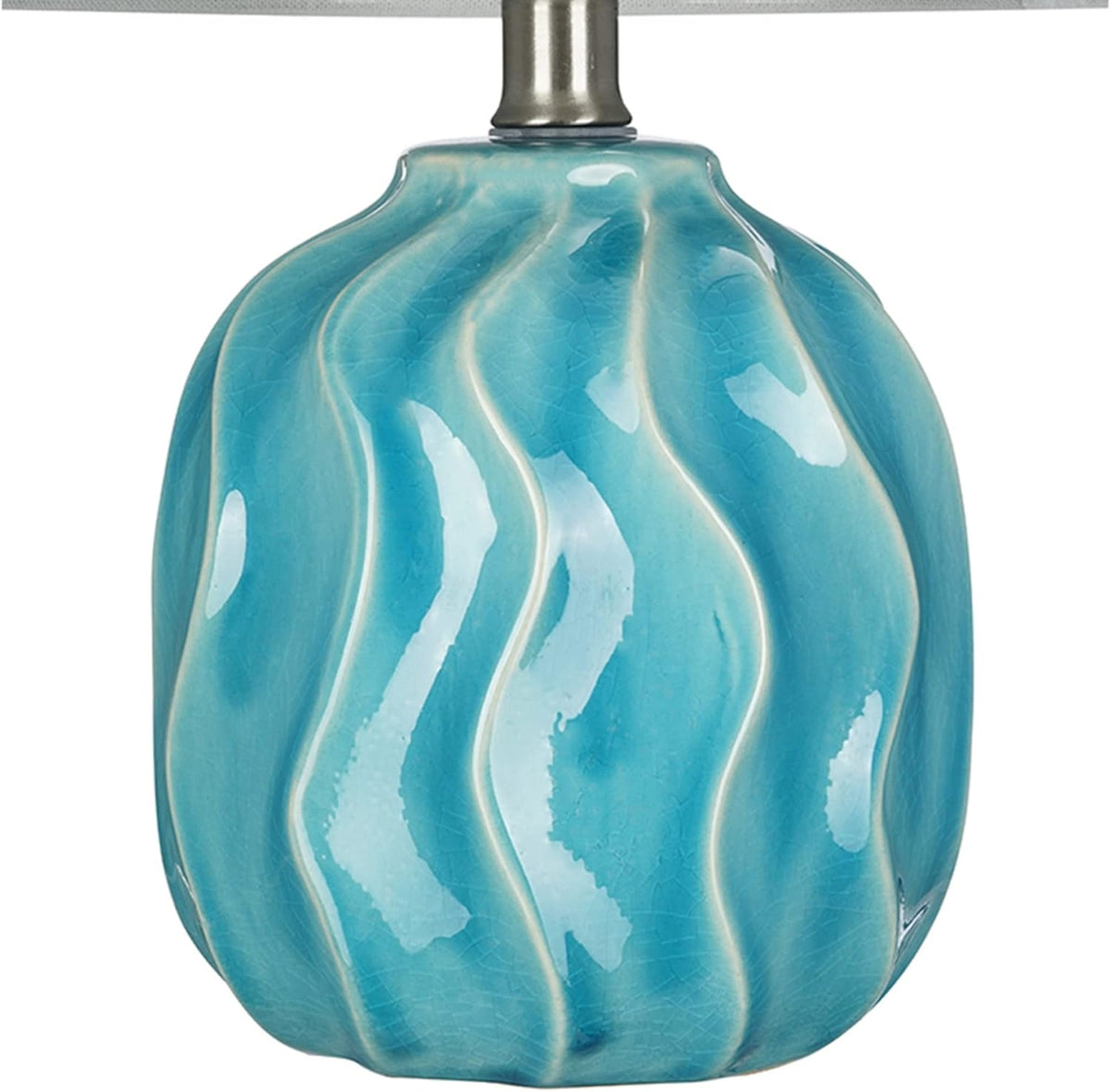 Small Textured Ceramic Accent Table Lamp with Linen Shade E798184