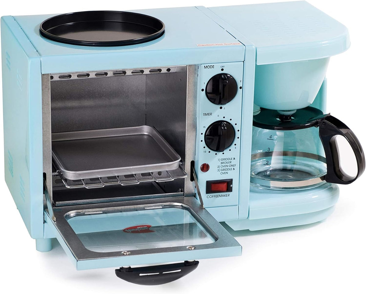 Aqua 3-in-1 Breakfast Maker Station with 4 Cup Coffeemaker and Toaster Oven L910965