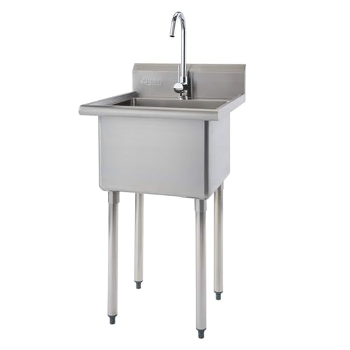 Stainless Steel Single Bowl Utility Sink, 21.5” x 24” x 49.2”, Silver K670