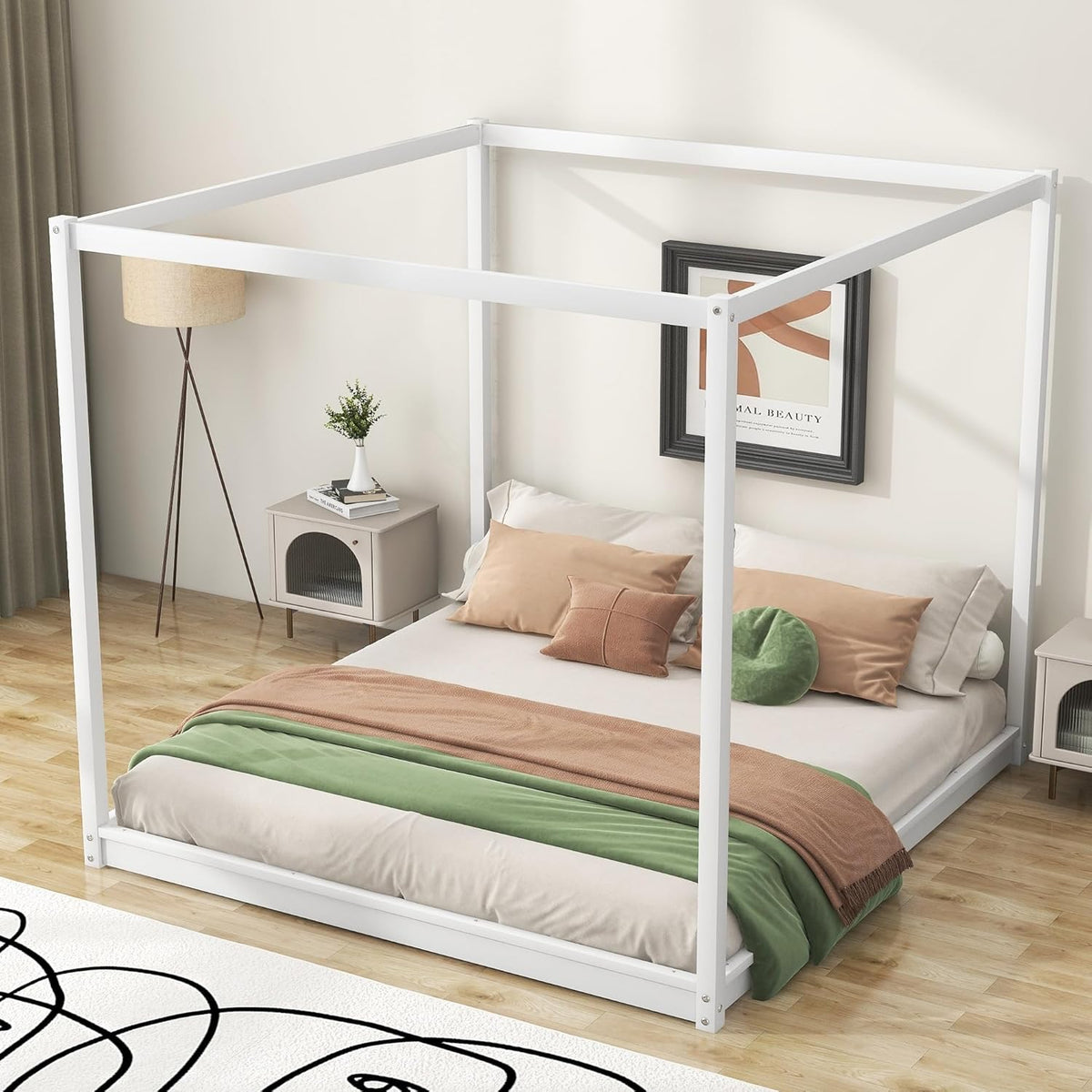 White Pine Wood Canopy Platform Bed Support Legs N793264
