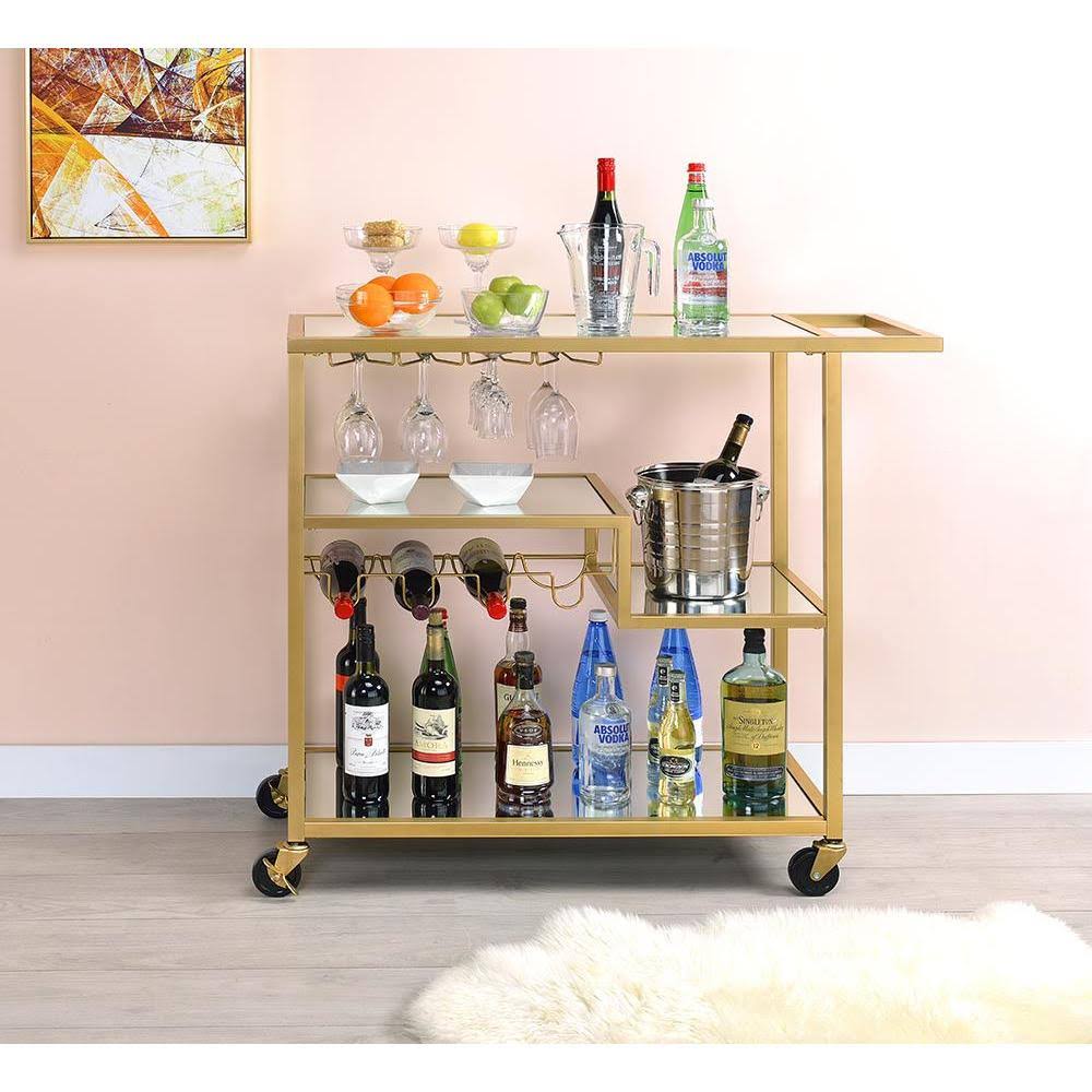 Gold and Clear Glass Serving Cart Z1933