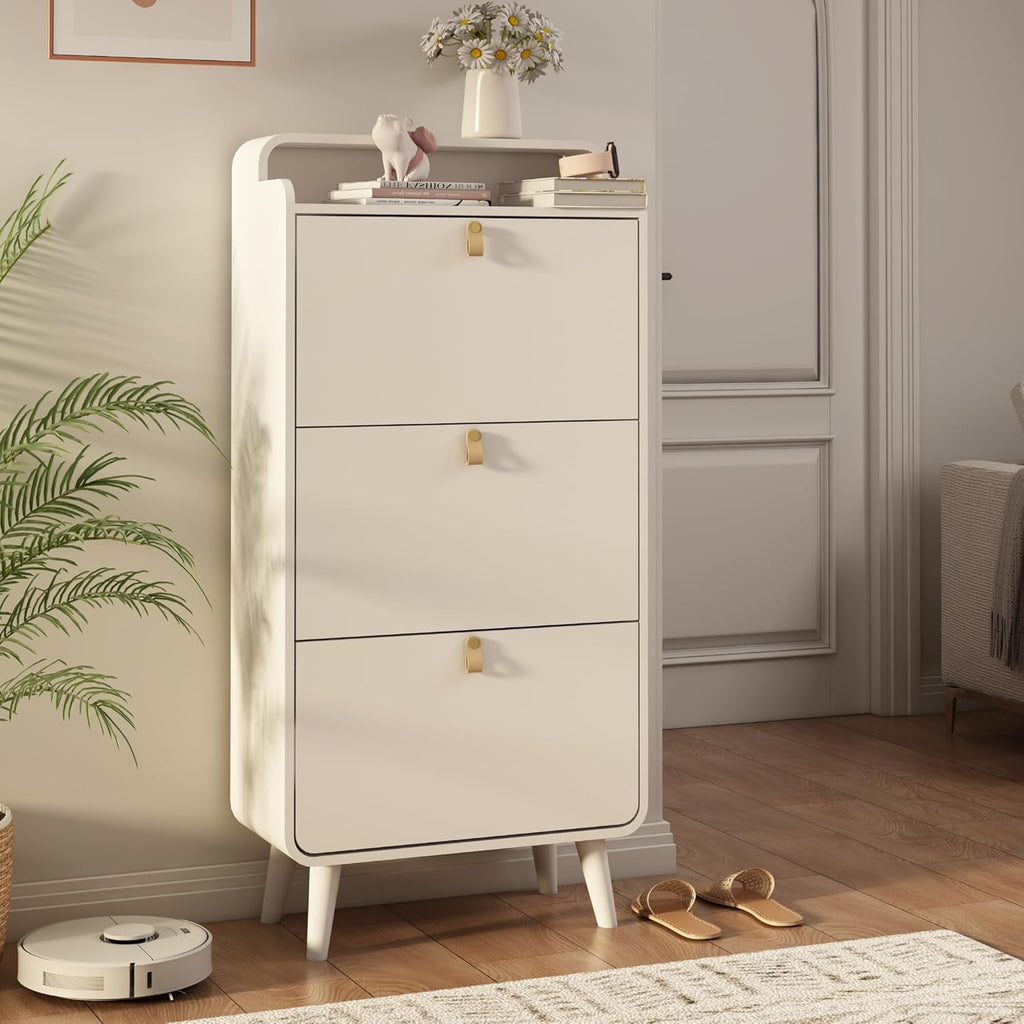 White 3 Drawer Shoe Cabinet G8545