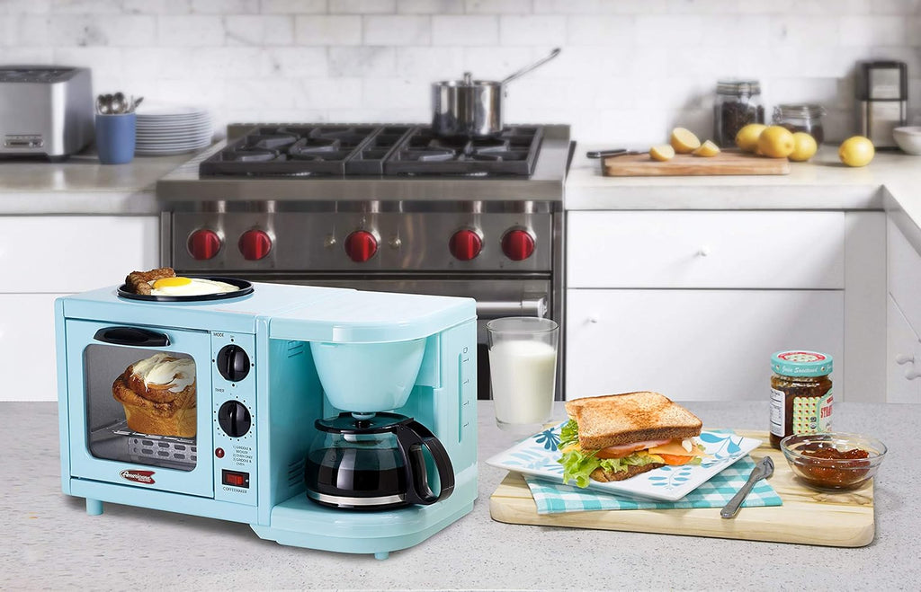 Aqua 3-in-1 Breakfast Maker Station with 4 Cup Coffeemaker and Toaster Oven L910965
