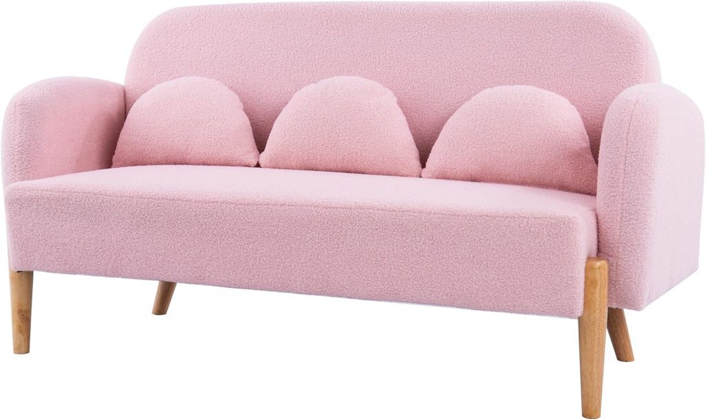 Pink Velvet Mini Couch with 3 Lumbar Pillows R560422