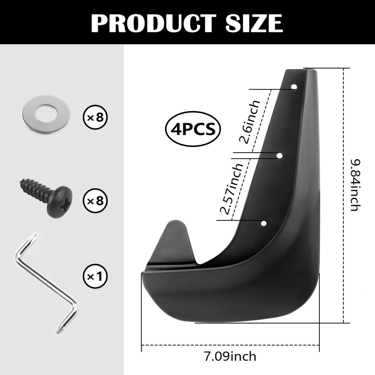 4PCS Black Universal Flexible Splash Guard Mud Flaps O76131