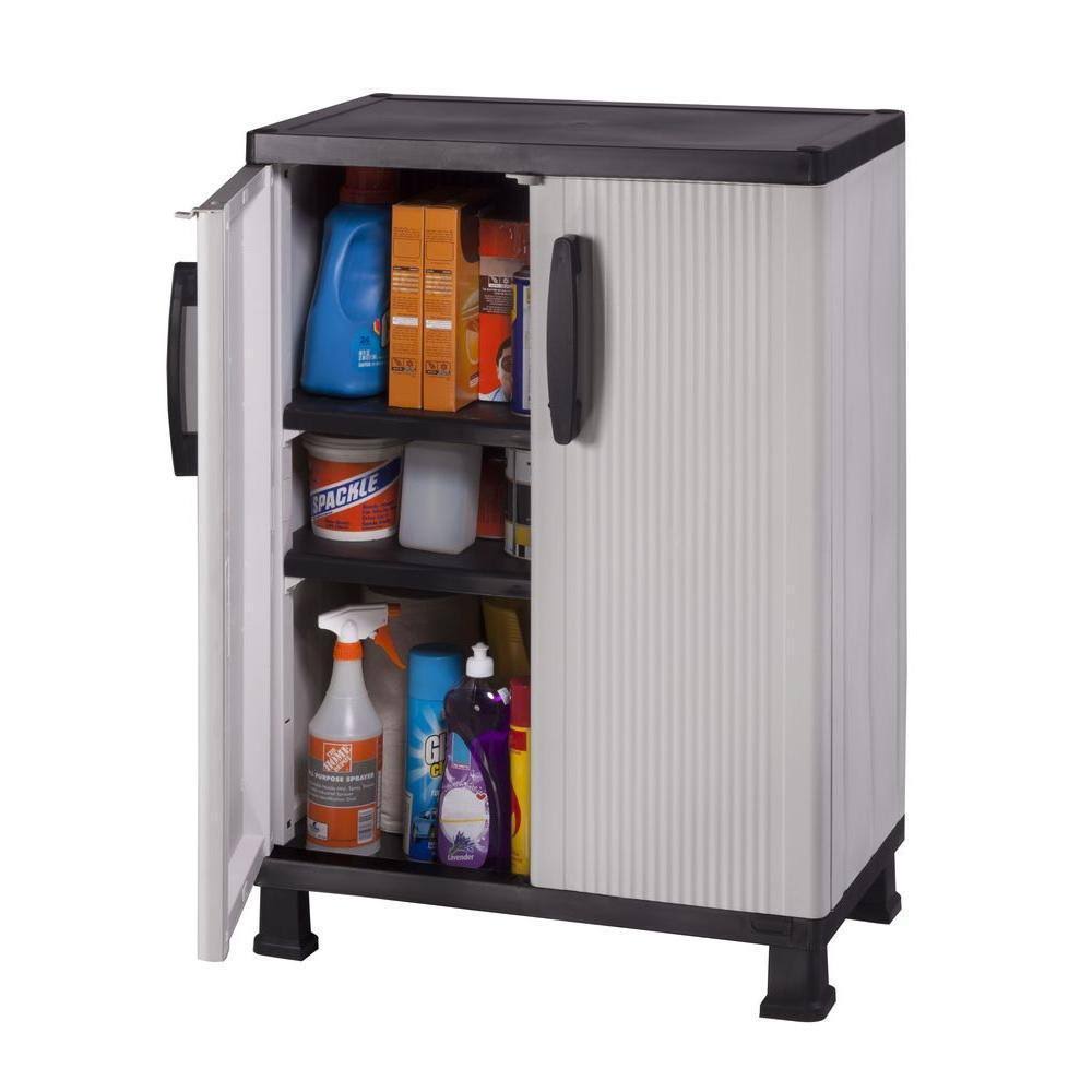 Gray Plastic Freestanding Garage Cabinet M3678