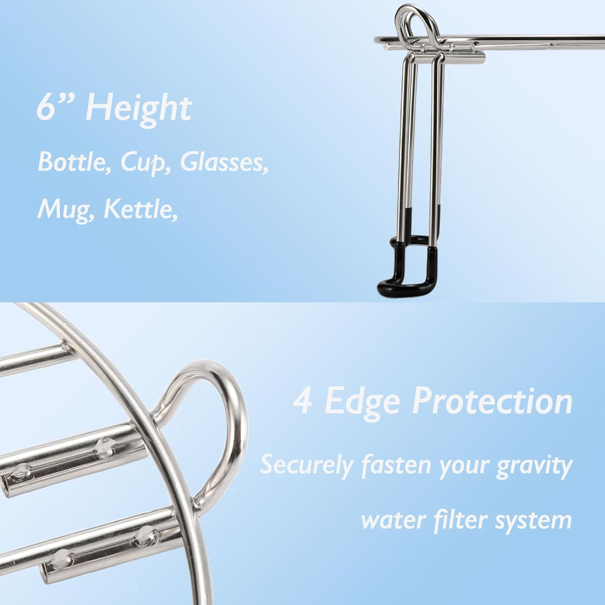 9'' Diameter 6'' Tall Stainless Steel Countertop Stand with Hooks K9758