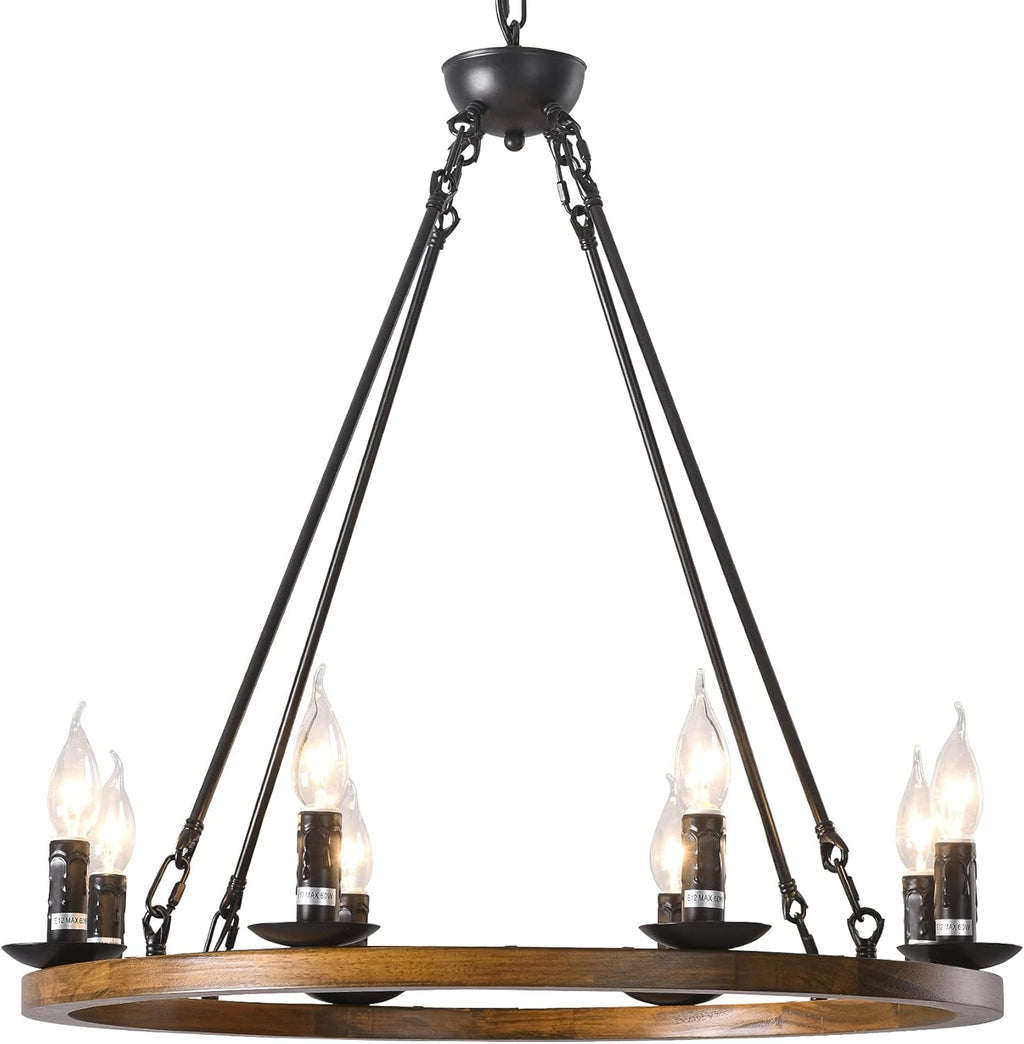 8-Lights Wagon Wheel Chandelier B3166