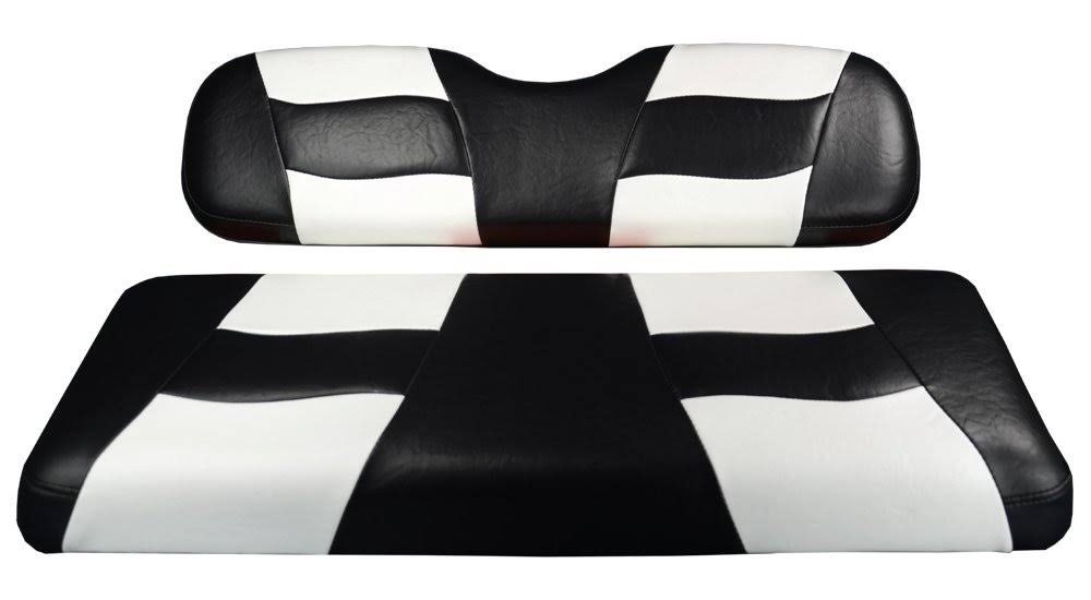 Black/White Two-Tone Front Seat Covers for Club Car Precedent Golf Carts I52340