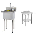 Stainless Steel Single Bowl Utility Sink, 21.5” x 24” x 49.2”, Silver K670