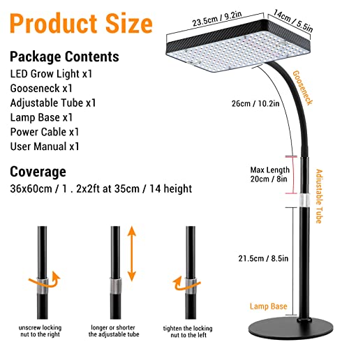 Tripod Stand Grow Light with Timer, 208PCS LEDs, 24"-64" Height Adjustable M33765