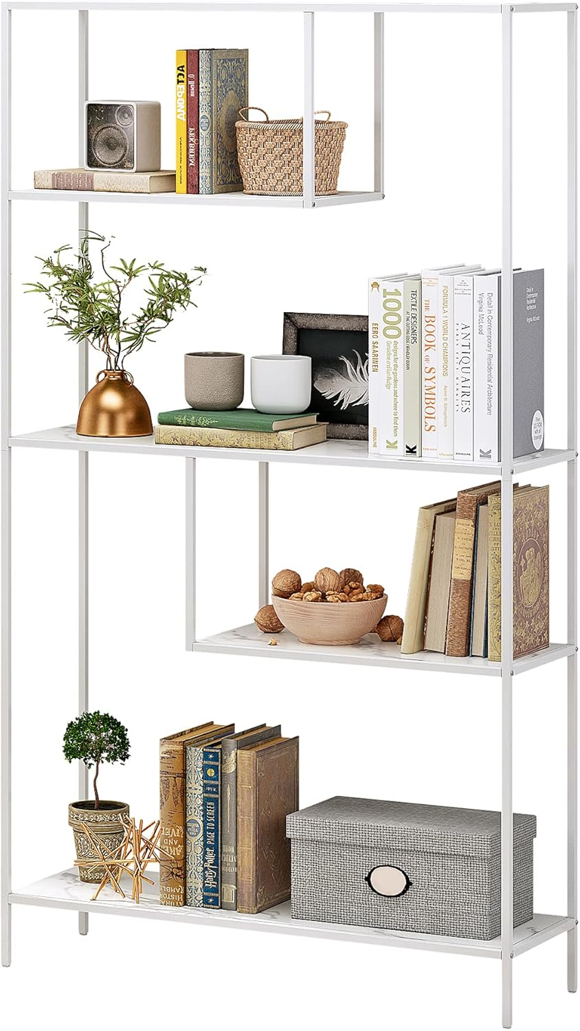 5-Tier White Bookshelf Storage Organizer W97939