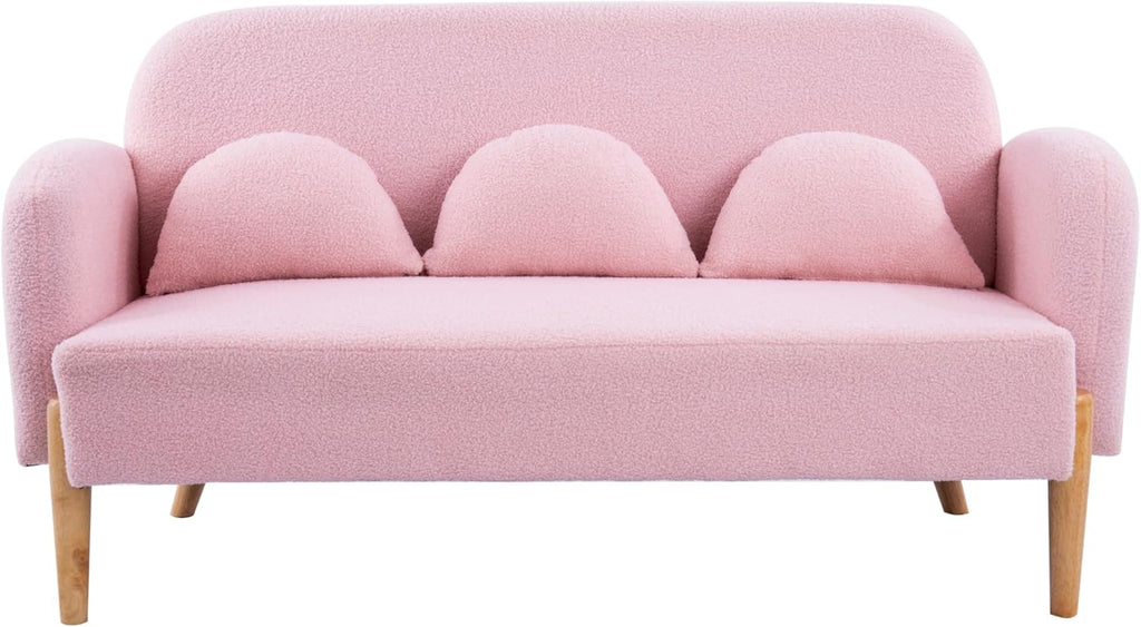 Pink Velvet Mini Couch with 3 Lumbar Pillows R560422