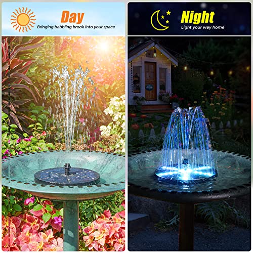 4W Solar Powered Water Fountain Pump with 4000 Battery, 7 Nozzles L7385