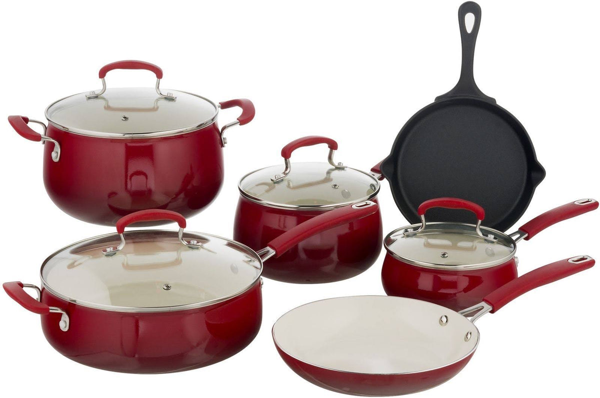 10-Piece Red Cookware Set D510
