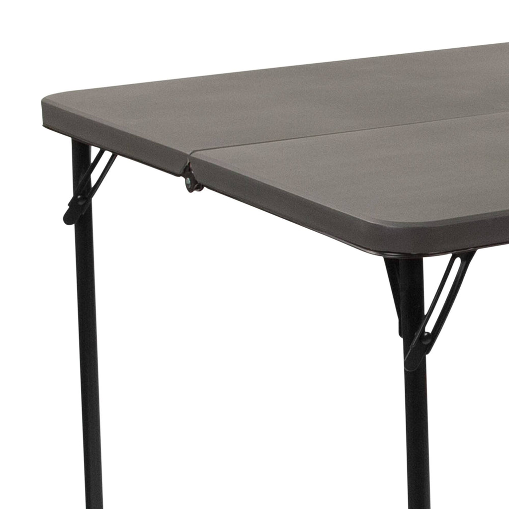 Dark Gray Plastic Folding Table with Carrying Handle R4462